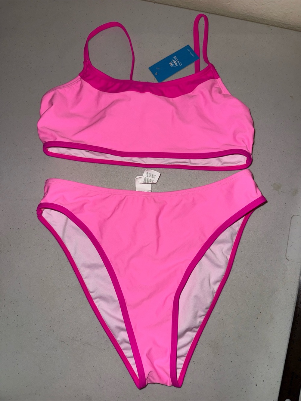 Cupshe Bright Pink Bikini Set with Magenta Trim